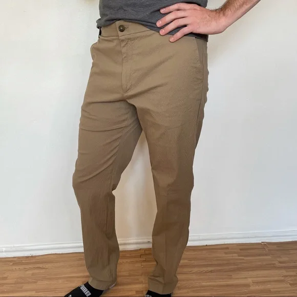 Banana Republic Slim Fit Mid Rise Drawstring Pants Khaki Texture Button … - Picture 11 of 13